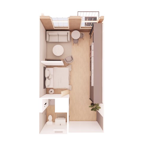 Floor plan for studio, 1 bath, 518 sqft